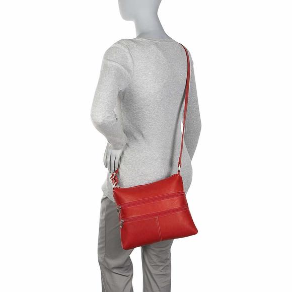 Leather Two Zip Crossbody Black C :) - Picture 4 of 5